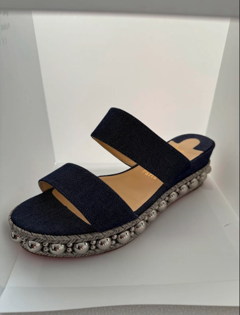 Denim Slipper Sandal with Studs